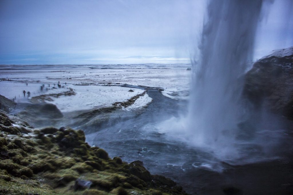Seljalandsfoss Behind waterfall Iceland Solo Female Travel Roadtrip Winter