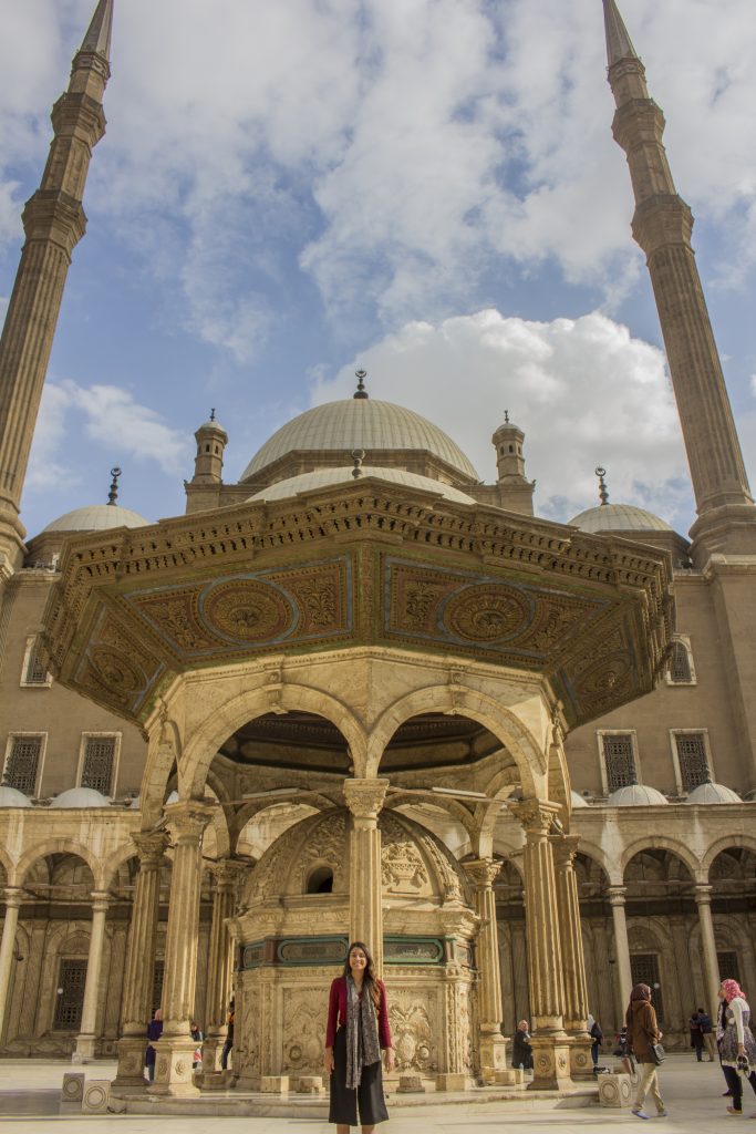 standing facing Mosque of Muhammad Ali Cairo - Travel Talk Tours Solo female travel egypt
