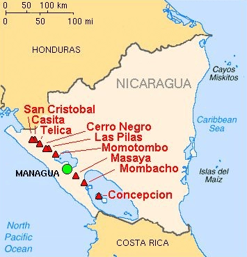 Nicaragua Volcano Map